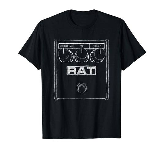 Vintage Music Rat Distortion Pedal Bass Guitar Style T-Shirt