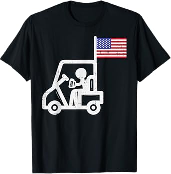 Golf Cart Flag Beer Funny Golfing Drinking Golfer Men Women T-Shirt