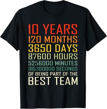 Best Team Vintage Work Anniversary 10 Years Employee T-Shirt
