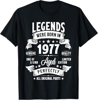 Vintage 1977 48 Year Old Gifts For Men Women 48th Birthday T-Shirt