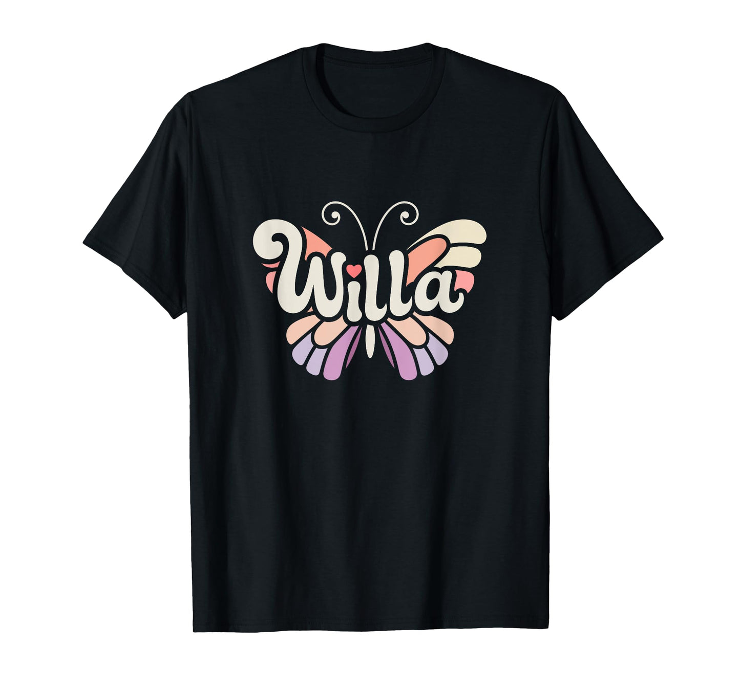 Willa Butterfly - Personalized Cute Name Word Art T-Shirt