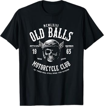 The Old Balls Club Vintage Motorcycle 60th Birthday T-Shirt - Men's Classic Fit Black Small