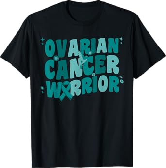 Ovarian Cancer Warrior For Women Mom Teal Ribbon Hummingbird T-Shirt