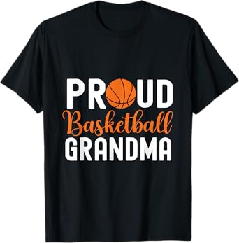 Basketball Grandma Design Lr Proud Basketball Grandma Unisex-Adults Black T-Shirt Basketball T-Shirt Small