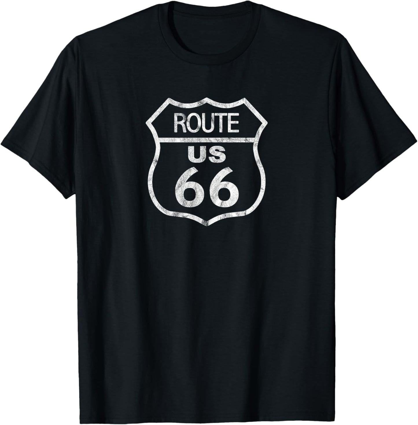 US Route 66 Historical Sign - Distressed Road Trip Design T-Shirt
