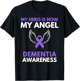 My Hero is Now My Angel Dementia Awareness Ribbon Support T-Shirt