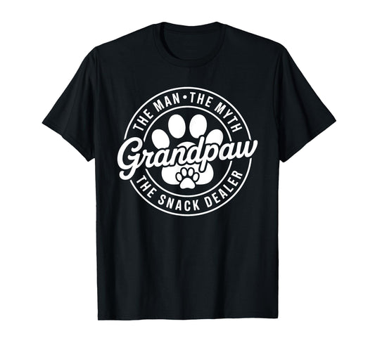 Grandpaw The Myth The Snack Dealer Fathers Day Dog Grandpa T-Shirt