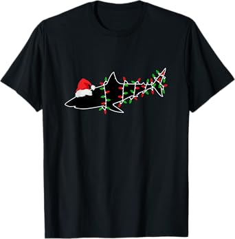 Shark Santa Christmas Tree Lights Xmas Sharks T-Shirt