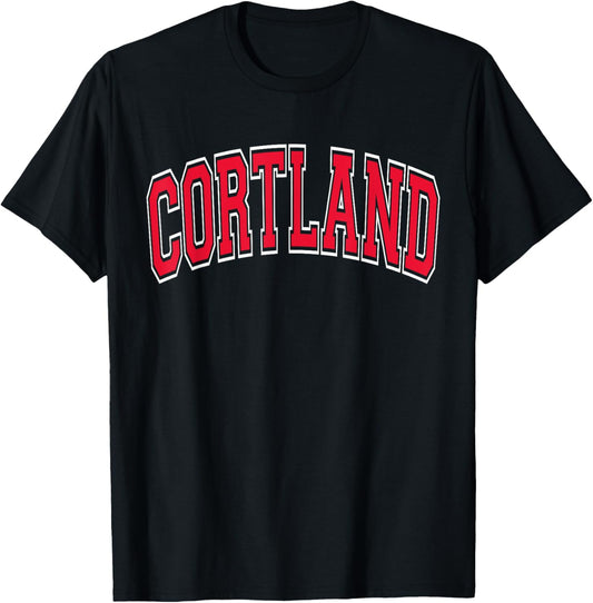 Cortland Arched Red Text T-Shirt