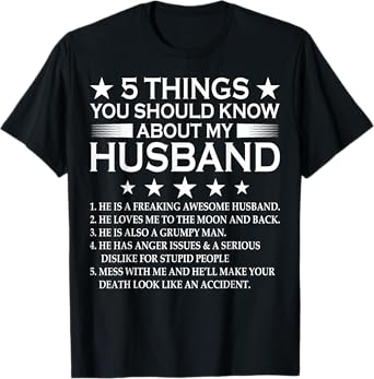 5 Things you Should know about my Husband Marriage T-Shirt