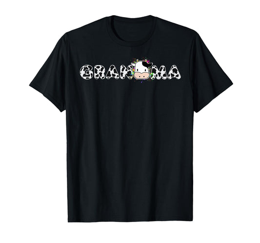 Cow Grandma Birthday Farm Animals Grandpa Cow Farm Birthday T-Shirt
