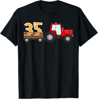 35th Birthday Construction Party Farm Tractor 35 Year Old T-Shirt