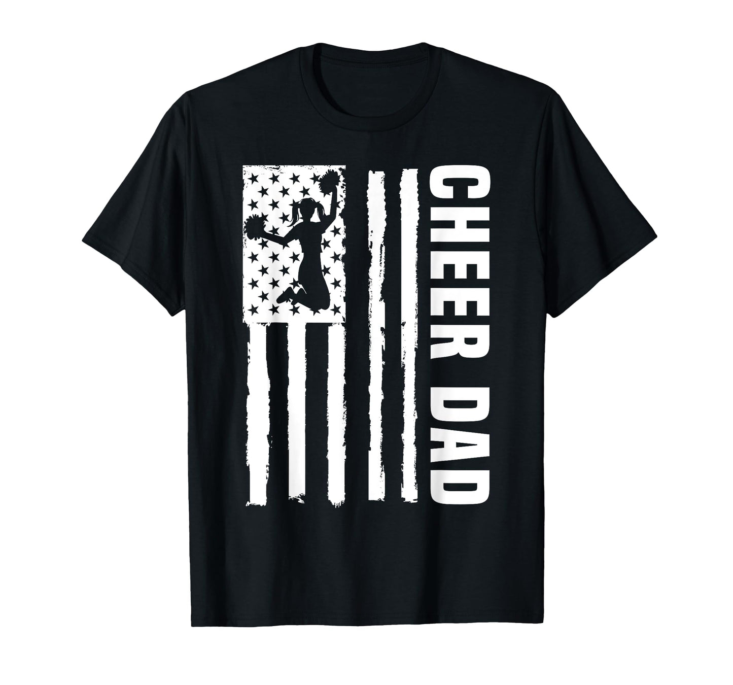 Cheer Dad Cheerleading American Flag Fathers Day Cheerleader T-Shirt