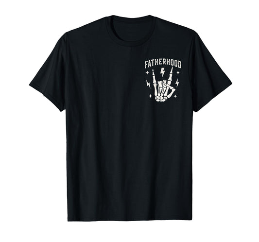 Fatherhood Rock Skeleton Funny Dad Life Fathers Day New Dad T-Shirt