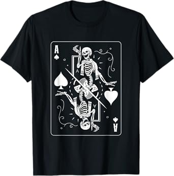 Goth Punk Ace Card Gambler Skeletons Spades Shark Horror T-Shirt