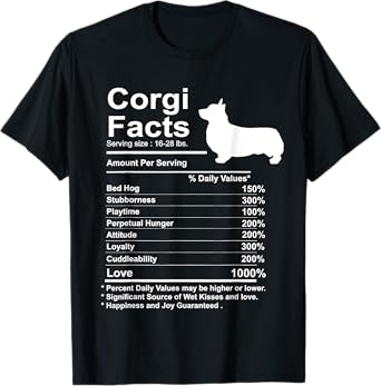 Funny Corgi Facts Nutrition Gift Cardigan Pembroke T-Shirt
