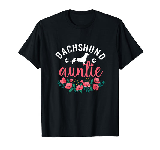Dachshund Auntie Dog Gifts Women Aunt Dog Lover Christmas T-Shirt