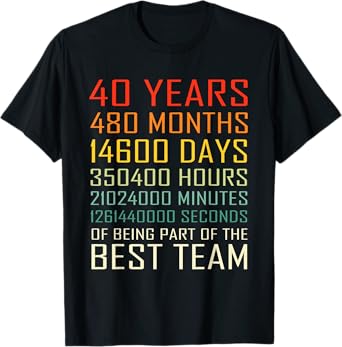 Best Team Vintage Work Anniversary 40 Years Employee T-Shirt