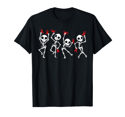 Red Ribbon week Awareness Skeleton Halloween Women Men Kids T-Shirt