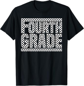 Checkered 4th Grade Back to School Boys Girls Kids Teacher T-Shirt