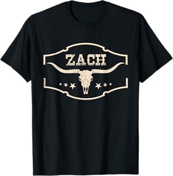 Zach Distressed Name Pride | Zach Bull-Skull and Leopard 80s T-Shirt