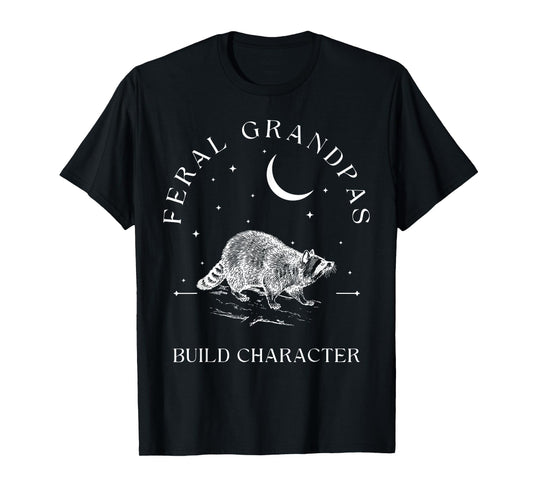 Retro Feral Grandpas Build Character Grandad Raccoon Lover T-Shirt
