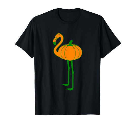 Cute Flamingo Pumpkin Halloween Fall Thanksgiving Women Men T-Shirt