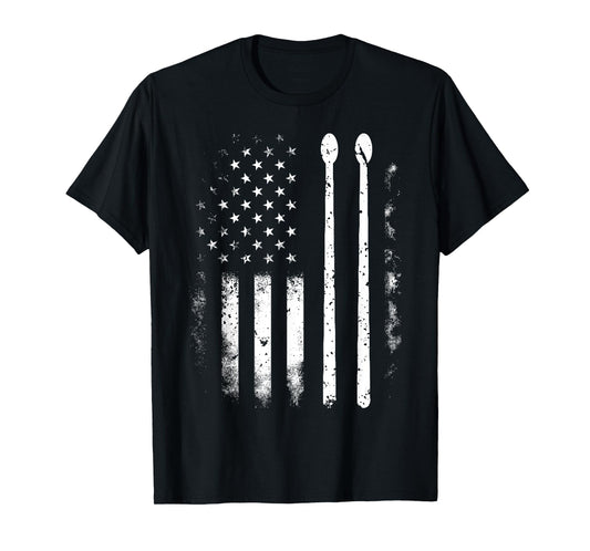 American Flag Drumsticks USA Drummers Vintage Drum Sticks T-Shirt