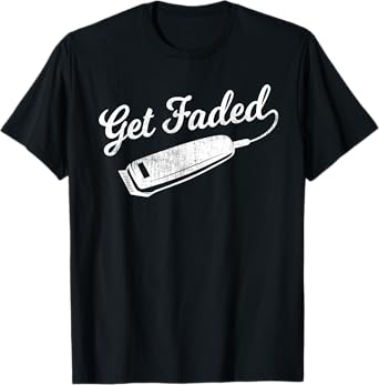 Vintage Distressed Barber T-Shirt - Get Faded Script Tail Te T-Shirt