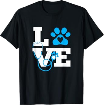 Love Veterinary Medicine Vet Tech Week Teacher Print T-Shirt for Men Women