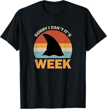 Vintage Sorry I Can't It's Week Funny Shark T-Shirt