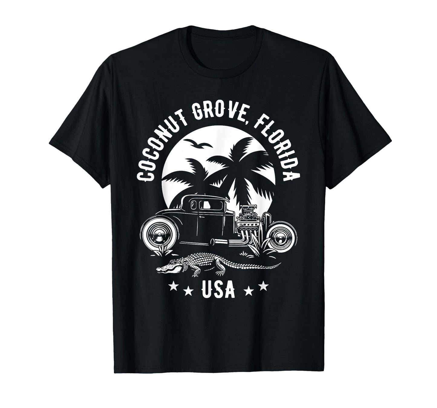 Coconut Grove Florida Sunset Hotrod Retro Design T-Shirt