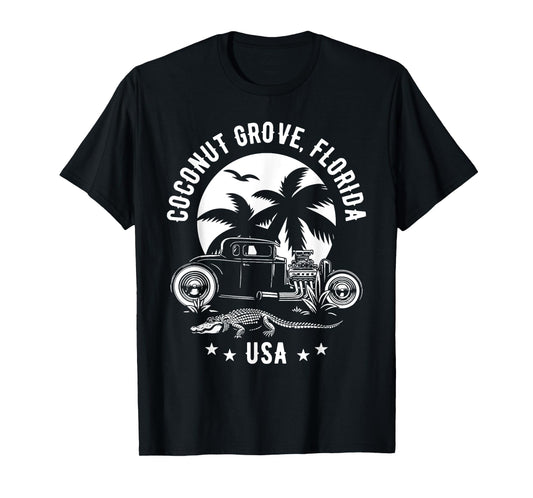 Coconut Grove Florida Sunset Hotrod Retro Design T-Shirt