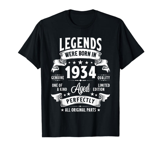 Vintage 1934 91 Year Old Gifts For Men Women 91st Birthday T-Shirt