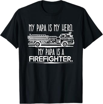 My Papa is a Hero Firefighter Fireman Grandson Granddaughter T-Shirt