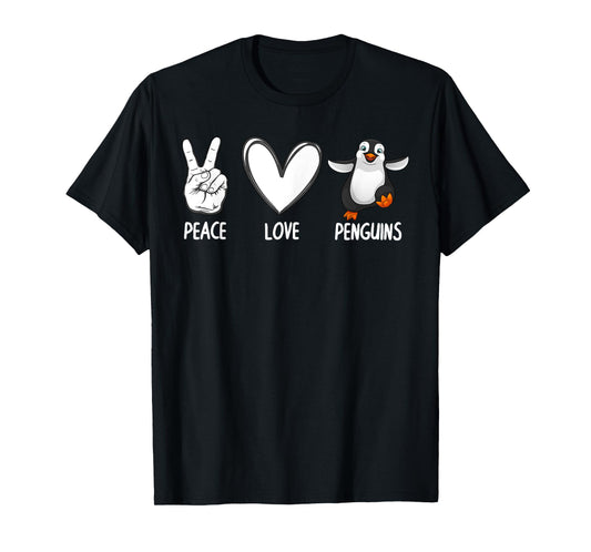 Cool Penguin Art For Men Women Peace Love Penguins Zookeeper T-Shirt