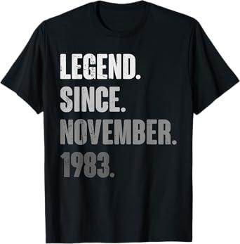 40th Birthday Funny 40 Year Old November 1983 Vintage Retro T-Shirt