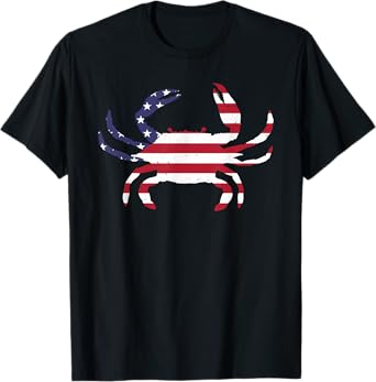 Cool Crab For Men Women Fourth July Flag Patriotic Crabbing T-Shirt