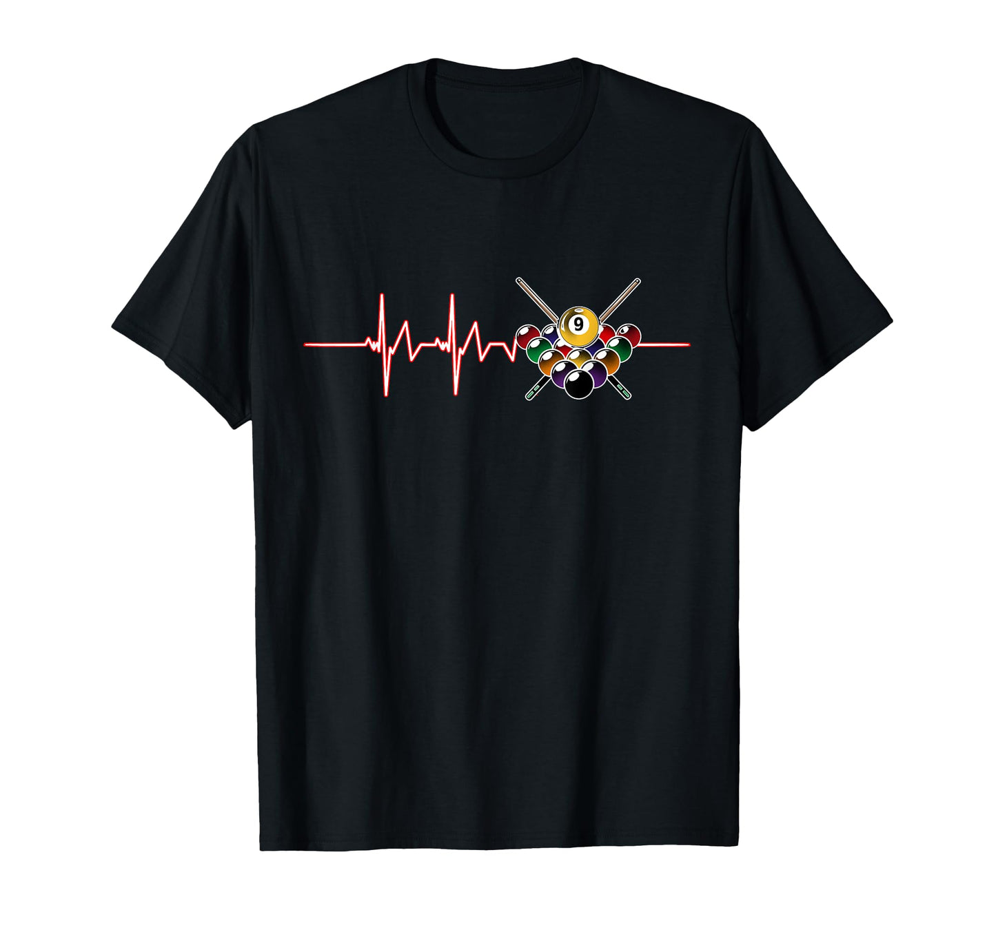 Billiard 9-Ball Pool Player Billiard Cue Sports Heartbeat T-Shirt