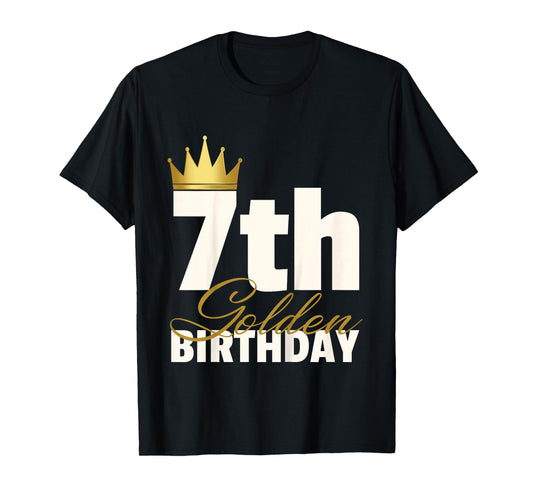 7th Golden Birthday Year Age Crown T-Shirt