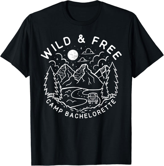 Vintage Wild & Free Camp Bachelorette Party Matching Gift T-Shirt