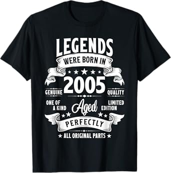Vintage 2005 20 Year Old Gifts For Men Women 20th Birthday T-Shirt