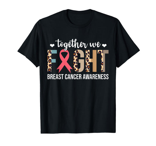 Together We Fight Breast Cancer Awareness Leopard Warrior T-Shirt
