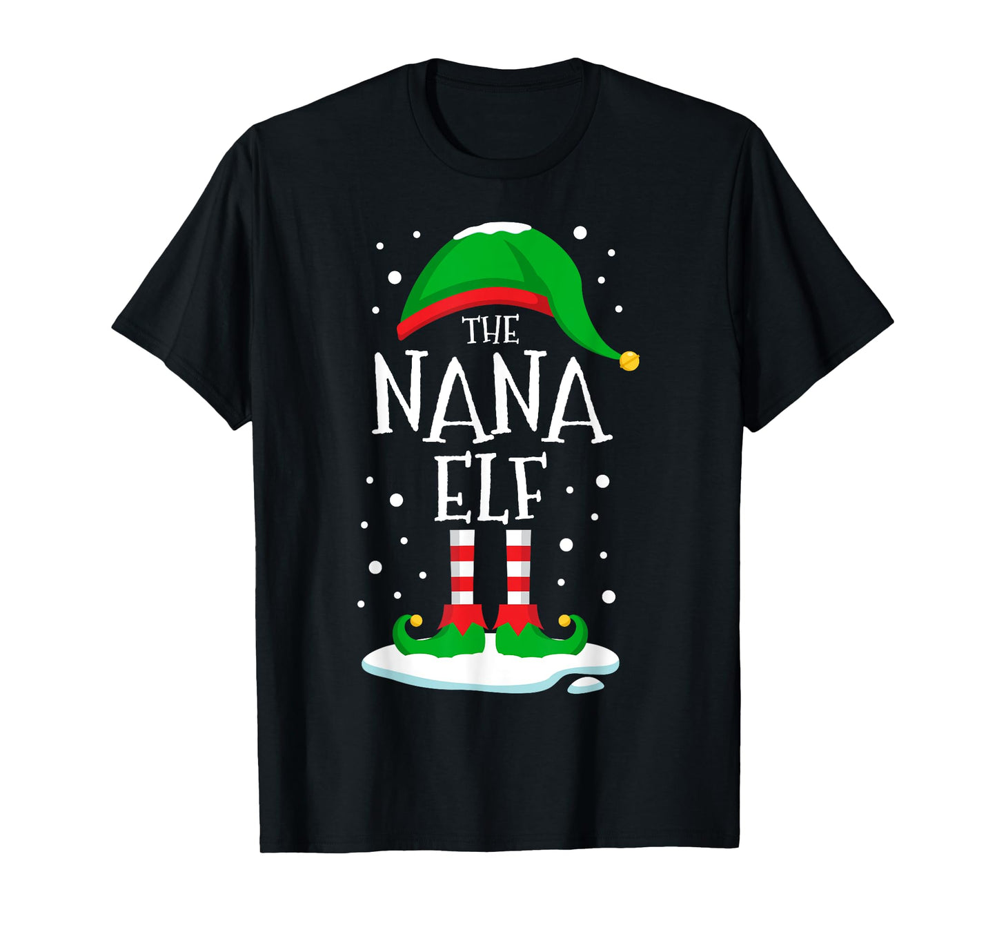 The Nana Elf Christmas Family Matching Xmas Grandma Funny T-Shirt
