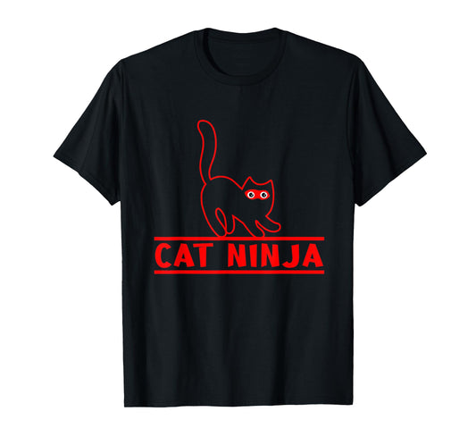 Cute Cat Ninja Funny Animals Meow Cool Black Cat Pets T-Shirt for Men Women
