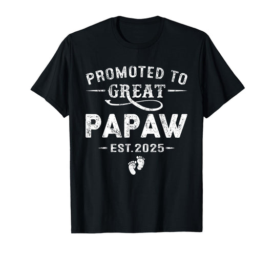 Promoted To Great Papaw Est 2025 Pregnancy Announcement T-Shirt