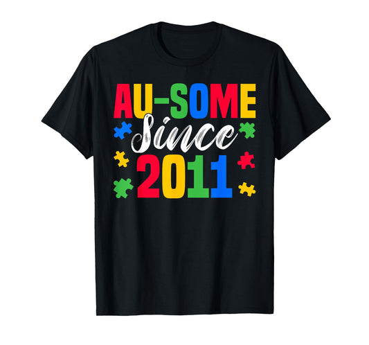 Au-some Since 2011 14 Years Old Autism Awareness Boys Girls T-Shirt