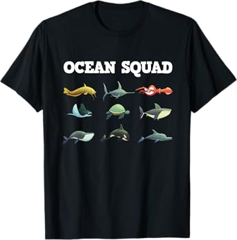 Cute Ocean Creatures Funny Sea Animals Fish Lover Gift Kids T-Shirt