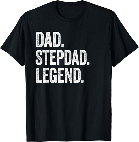 Dad Stepdad Legend - Vintage Distressed Bold Stepdad Graphic T-Shirt