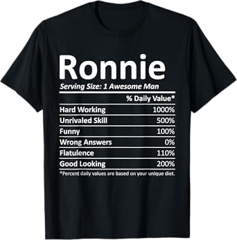 RONNIE Nutrition Funny Birthday Personalized Name Gift Idea T-Shirt